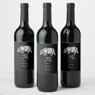 Étiquette Pour Bouteilles De Vin Grand Rhino Indien Rhinoceros Unicorn Rhino Monogr