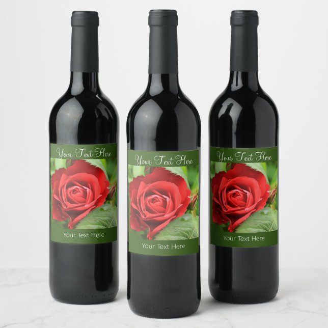 Étiquette Pour Bouteilles De Vin Grande Belle Fleur Rouge Rose (Bouteilles)