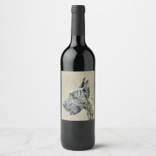 Étiquette Pour Bouteilles De Vin Grande Danse (Brindle) Peinture - Art Chien origin