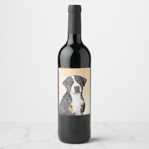 Étiquette Pour Bouteilles De Vin Grande peinture suisse de chien de montagne - Art