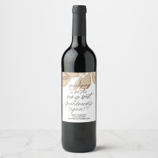 Étiquette Pour Bouteilles De Vin Grandparents Again Pregnancy Announcement New Baby (Devant)