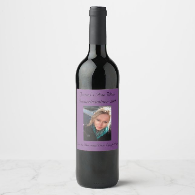 Étiquette Pour Bouteilles De Vin Graphe violet personnalisé | Photo (Devant)