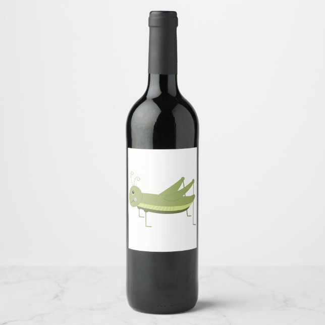 Étiquette Pour Bouteilles De Vin Grasshopper vert (Devant)
