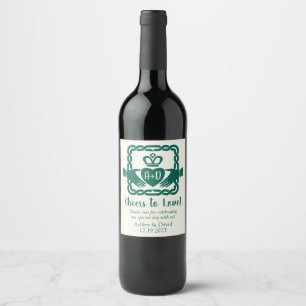 Étiquette Pour Bouteilles De Vin Green Celtic Knot Claddagh Merci Mariage irlandais