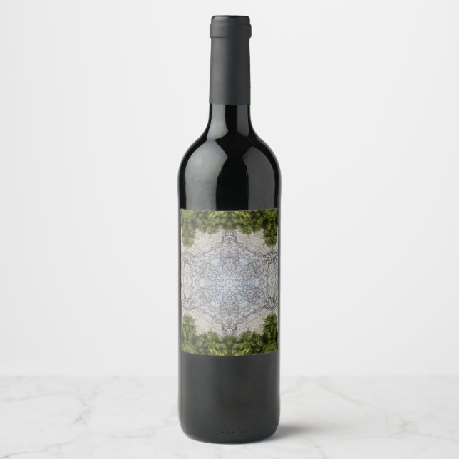 Étiquette Pour Bouteilles De Vin Green Moss & Earth Nature Art (Devant)