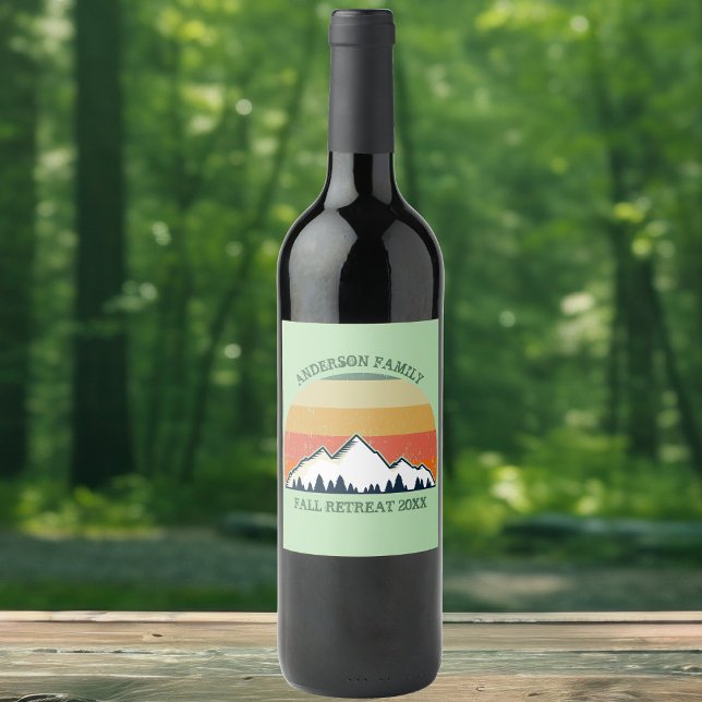 Étiquette Pour Bouteilles De Vin Green Mountain Sunset Forest Famille Reunion (Créateur téléchargé)