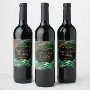 Étiquette Pour Bouteilles De Vin Green Safari Agate Anniversaire
