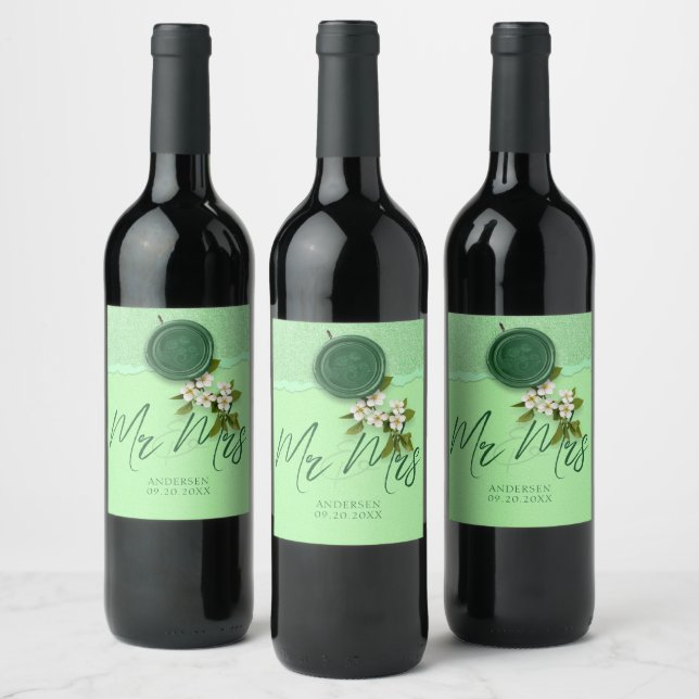 Étiquette Pour Bouteilles De Vin Green Seal Wedding Wine Label (Bouteilles)