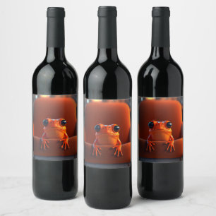 Étiquette Pour Bouteilles De Vin Grenouille orange