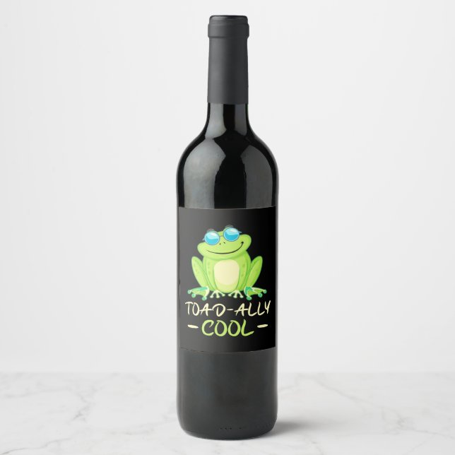 Étiquette Pour Bouteilles De Vin Grenouille Toadal Cool (Devant)