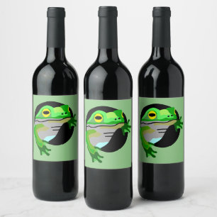 Étiquette Pour Bouteilles De Vin Grenouille verte