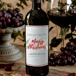 Étiquette Pour Bouteilles De Vin Grossesse de Noël Faire-part grand-parent