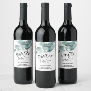 Étiquette Pour Bouteilles De Vin Grossesse Faire-part Hiver Bébé Im Pregnant Win