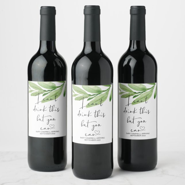 Étiquette Pour Bouteilles De Vin Grossesse Je ne peux pas boire ce bébé Révèle mign (Bouteilles)