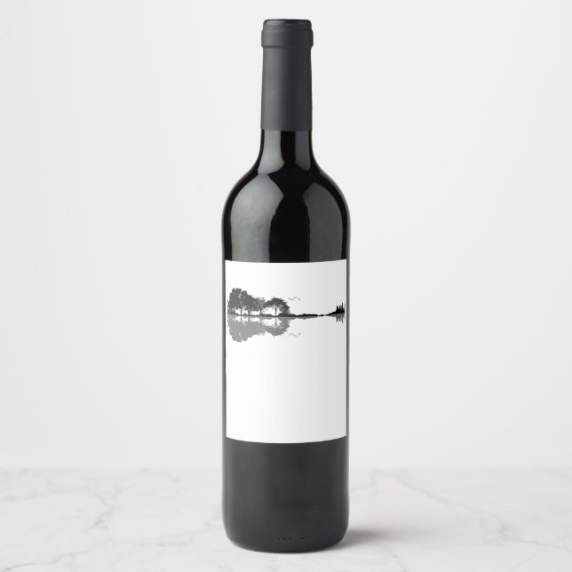Étiquette Pour Bouteilles De Vin Guitare acoustique Nature Est Musique Basse Guitar (Devant)