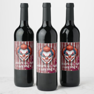 Étiquette Pour Bouteilles De Vin Halloween du Carnaval de Clown déplaisant