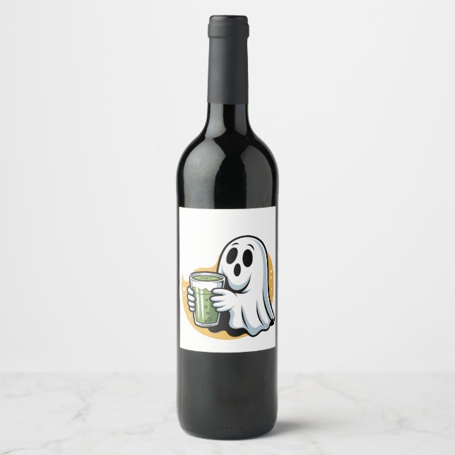 Étiquette Pour Bouteilles De Vin Halloween éffrayante de Matcha à boire (Devant)