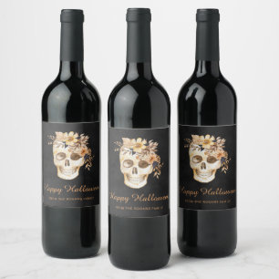 Étiquette Pour Bouteilles De Vin Halloween floral rustique