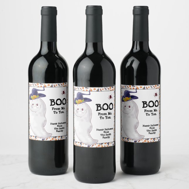 Étiquette Pour Bouteilles De Vin Halloween Ghost personnalisé (Bouteilles)