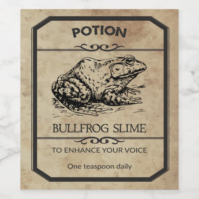 Étiquette Pour Bouteilles De Vin Halloween grenouille-taureau Slime Apothecary Vin  (Étiquettes simples)