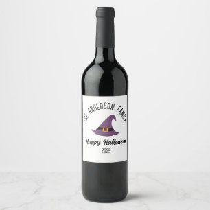 Étiquette Pour Bouteilles De Vin Halloween Purple Witple Casquette Nom personnalisé