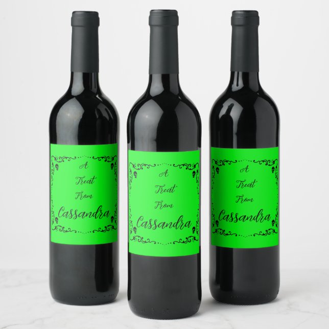 Étiquette Pour Bouteilles De Vin Halloween Slime Green Personnalisé (Bouteilles)