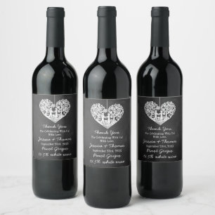 Étiquette Pour Bouteilles De Vin Hanging Heart Tree Chalkboard Mariage Collection
