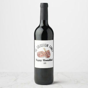 Étiquette Pour Bouteilles De Vin Hanoukka Jewish Chanuka Nom de famille personnalis