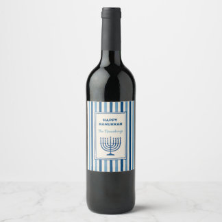 Étiquette Pour Bouteilles De Vin Hanukkah Menorah Stripes Trendy Custom