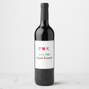 Étiquette Pour Bouteilles De Vin Happily Engagé ajouter nom de couple date de lettr