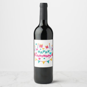Étiquette Pour Bouteilles De Vin Happy Birthday