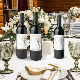 Étiquette Pour Bouteilles De Vin Happy Daisy Numéro de table Étiquette de vin