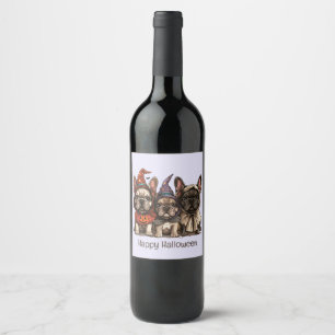 Étiquette Pour Bouteilles De Vin Happy Halloween Bulldogs français