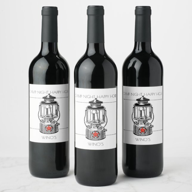 Étiquette Pour Bouteilles De Vin Happy Hour de la nuit du camp (Bouteilles)