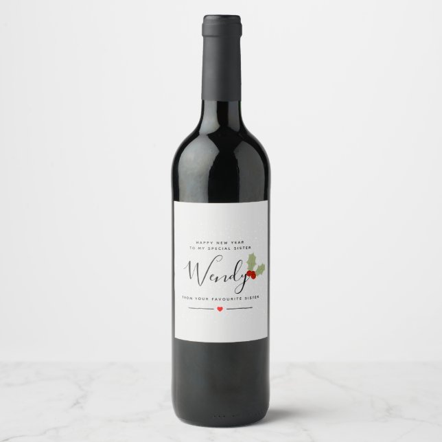 Étiquette Pour Bouteilles De Vin Happy New YEAR sister (Devant)