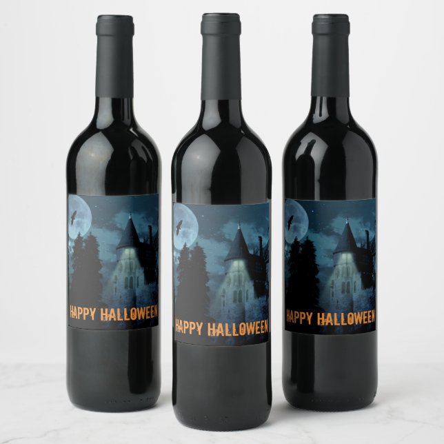 Étiquette Pour Bouteilles De Vin Haunted Goth Mansion Halloween (Bouteilles)