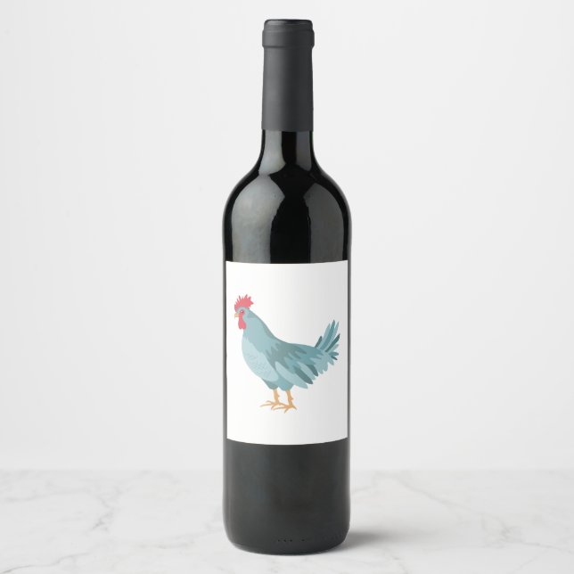 Étiquette Pour Bouteilles De Vin Hen bleu (Devant)