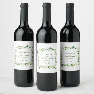 Étiquette Pour Bouteilles De Vin Herbes Botaniques de Spring Green pour Mariage