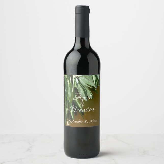 Étiquette Pour Bouteilles De Vin Herbes botaniques élégantes (Devant)