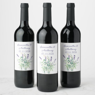 Étiquette Pour Bouteilles De Vin Herbes d'aquarelle Lavender Eucalyptus violet
