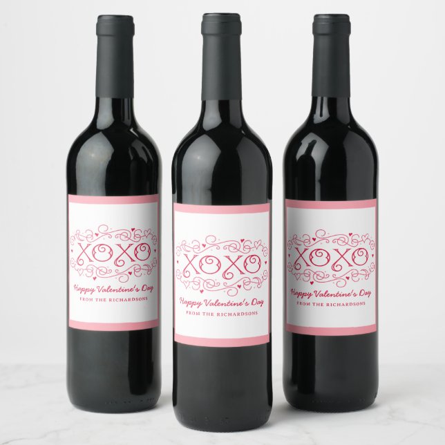Étiquette Pour Bouteilles De Vin Heureuse Sainte-Valentin personnalisé XOXO (Bouteilles)