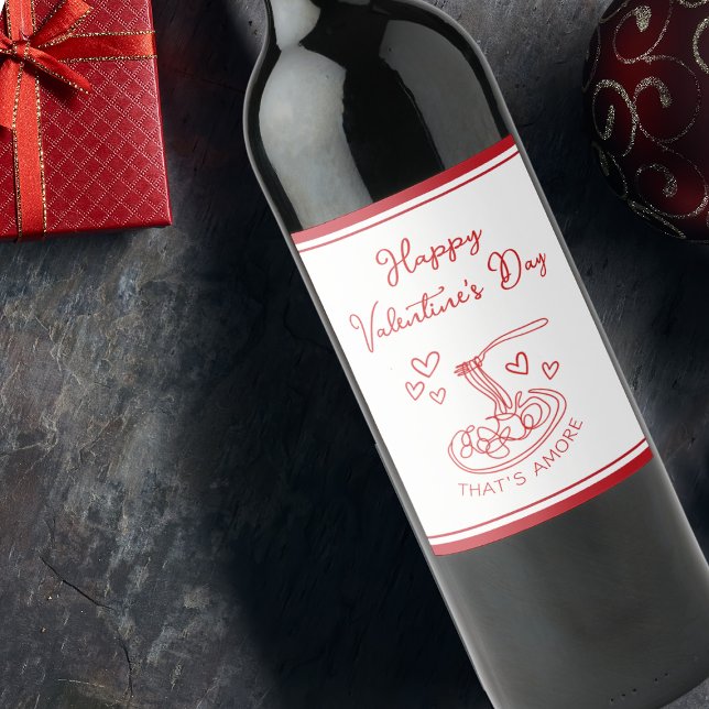 Étiquette Pour Bouteilles De Vin Heureuse Sainte-Valentin simple qui est plus rouge (Créateur téléchargé)