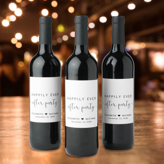 Étiquette Pour Bouteilles De Vin Heureusement Jamais Après La Réception De Mariage  (Créateur téléchargé)