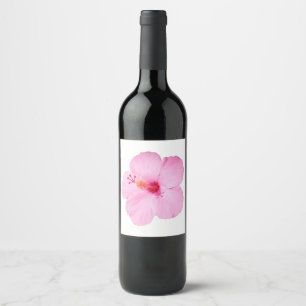 Étiquette Pour Bouteilles De Vin Hibiscus rose Fleur tropicale