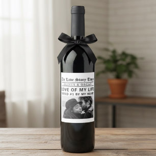 Étiquette Pour Bouteilles De Vin Histoire d'amour personnalisée photo personnalisée