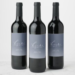 Étiquette Pour Bouteilles De Vin Hiver bleu Mariage Merci Favoriser