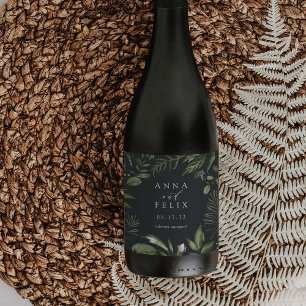 Étiquette Pour Bouteilles De Vin Hiver Meadow Mariage botanique vert