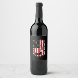 Étiquette Pour Bouteilles De Vin Hockey Drapeau Américain Sports Rétro Vintage