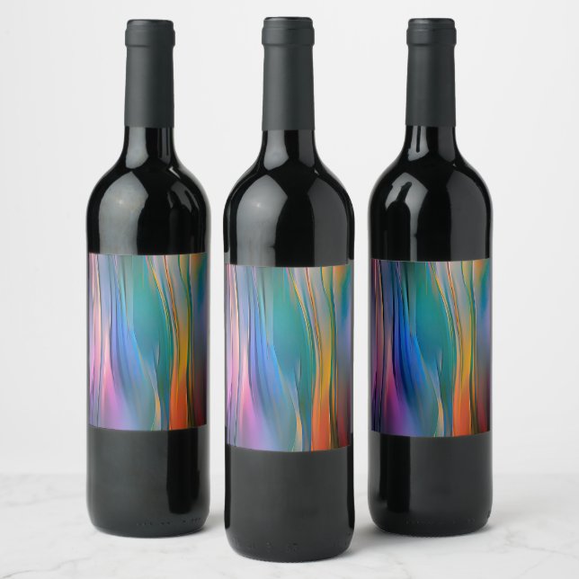 Étiquette Pour Bouteilles De Vin "Horizons fluides" Art abstrait contemporain      (Bouteilles)
