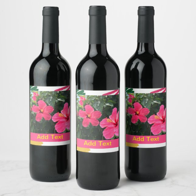 Étiquette Pour Bouteilles De Vin Hot Pink Hibiscus (Bouteilles)